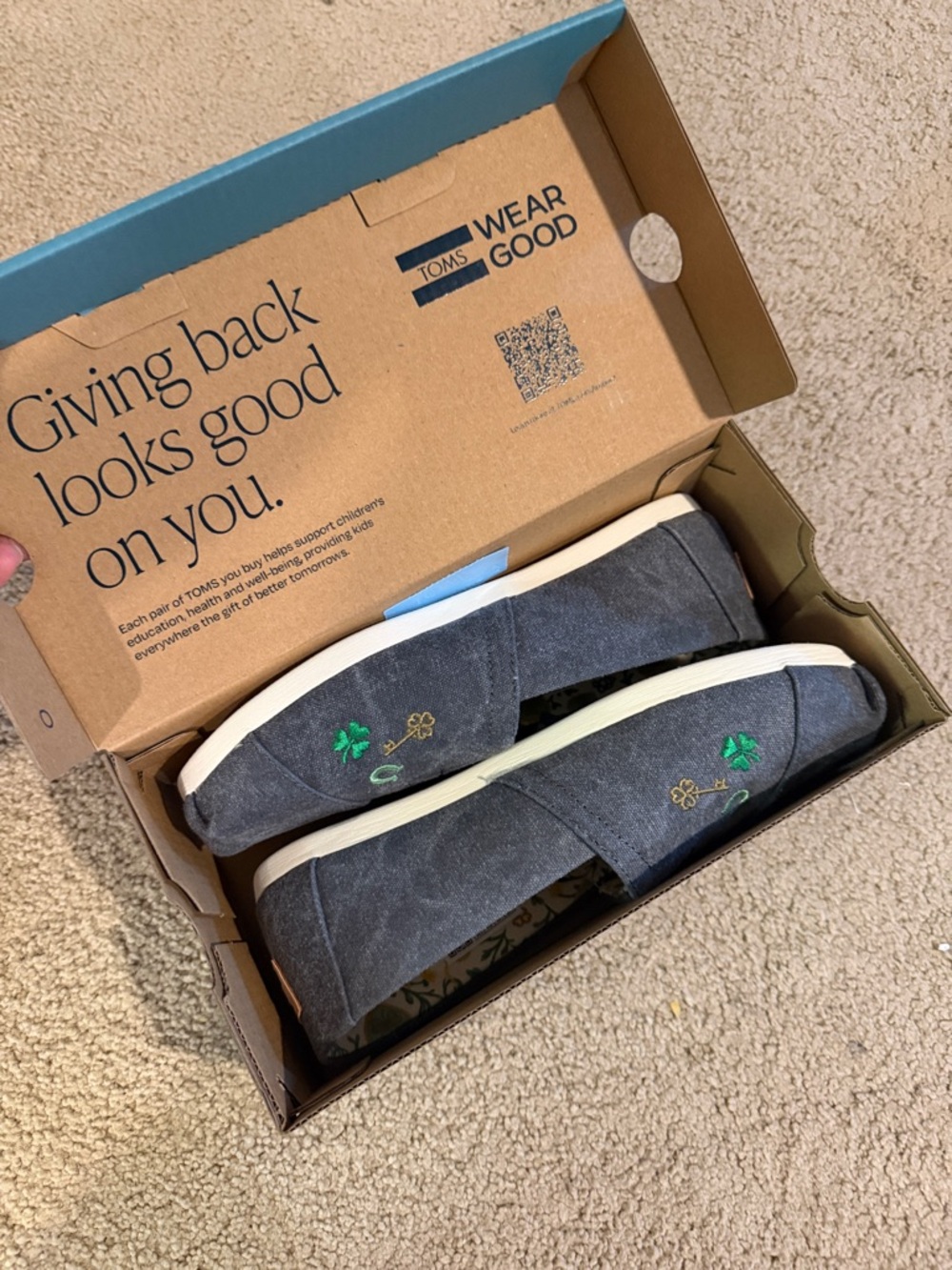 Toms Navy Blue Women's Alpargata Classic Slip-Ons lucky charms